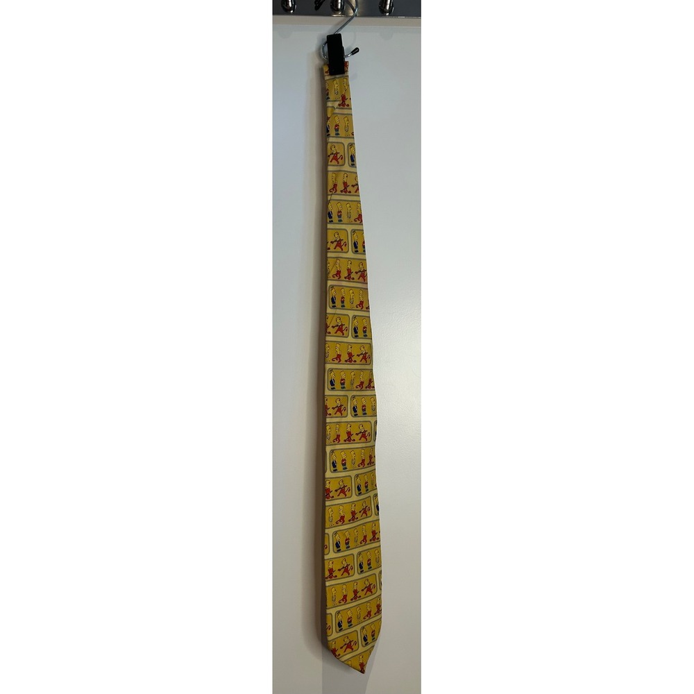 Vintage 1998 The Simpsons Bart Simpson Silk Tie Tie Rack Made in Italy Yellow